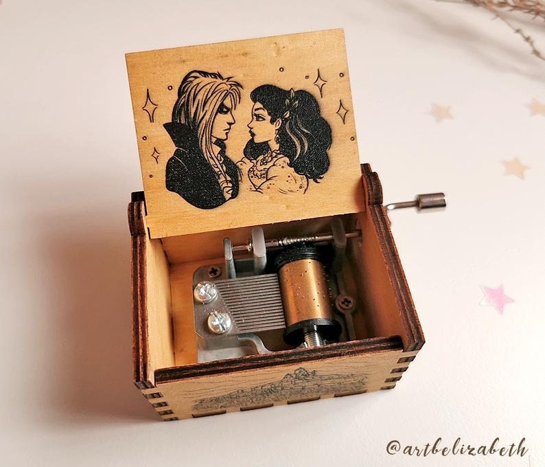 Labyrinth Music Box - Hand-Cranked Music Box - Fantasy Music Box - Mini Wooden Chest Music Box - Handcrafted - Vintage - Magical Gift 