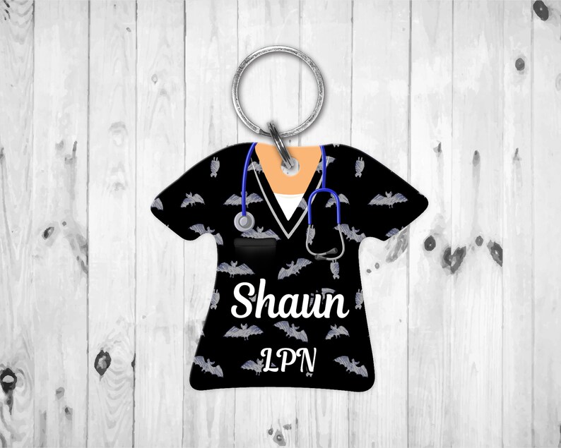Scrub Top Bats Keychain