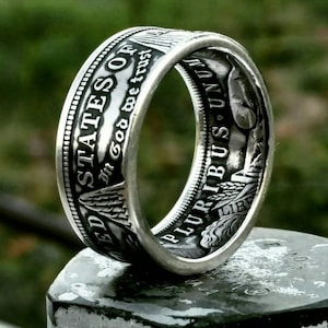 free shipping - coin ring- Morgan silver dollar coin ring - Wedding ring - coin jewelry -custom rings - handmade ring - morgan silver dollar