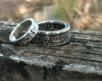 Anillo de dólar de plata Morgan hecho a mano – 90 % plata