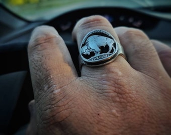 Handmade Sterling Silver Buffalo Nickel Ring – Coin Jewelry