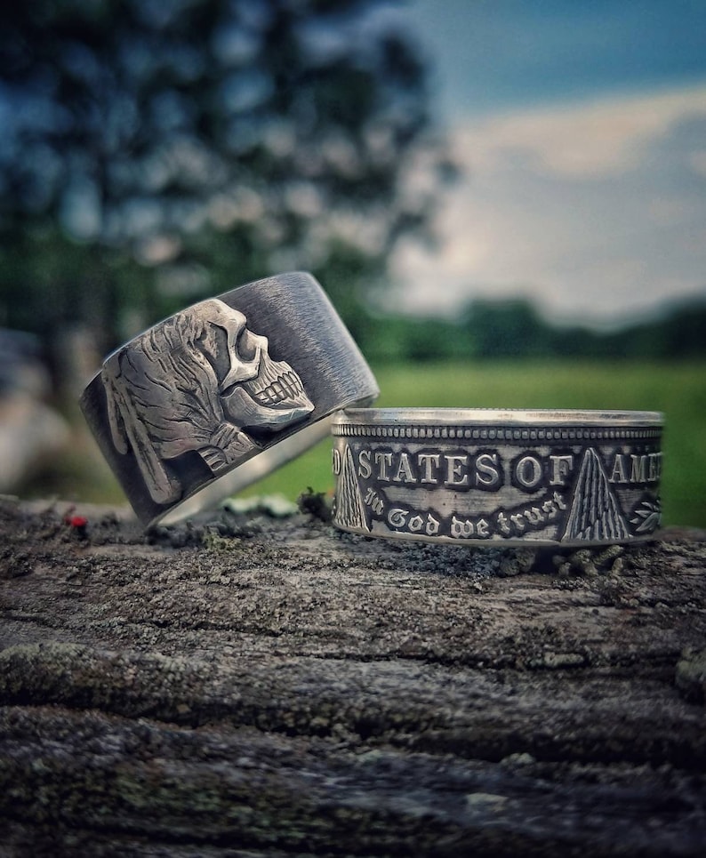 Free Shipping - Coin Ring - Skull Ring Indian Head Skull - Wedding Ring ...
