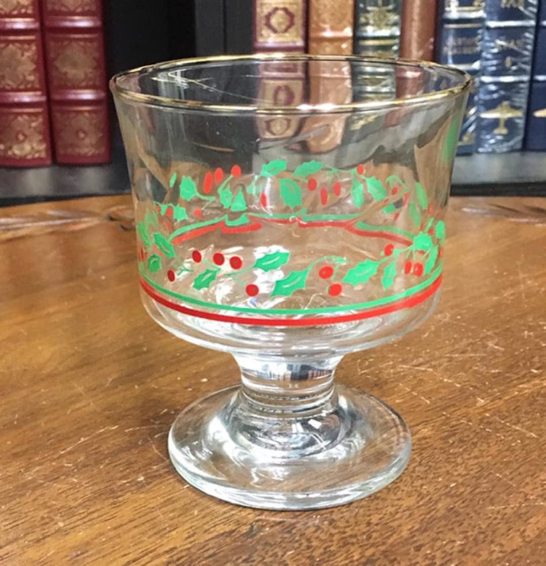 Vintage Arby's Holiday Sherbert Glass Patterned by Libby With Gold Rims 1980's Etsy