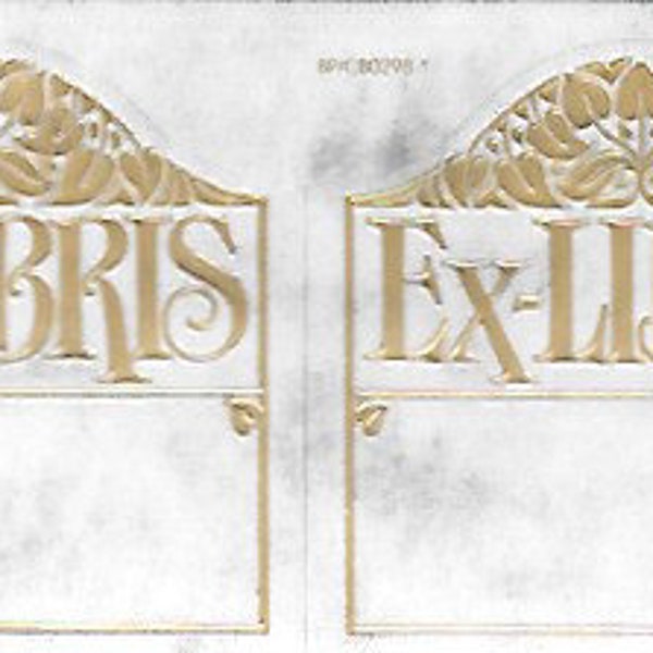 Vintage Gold Embossed Ex-Libris Book Plates (2 Per Sheet)