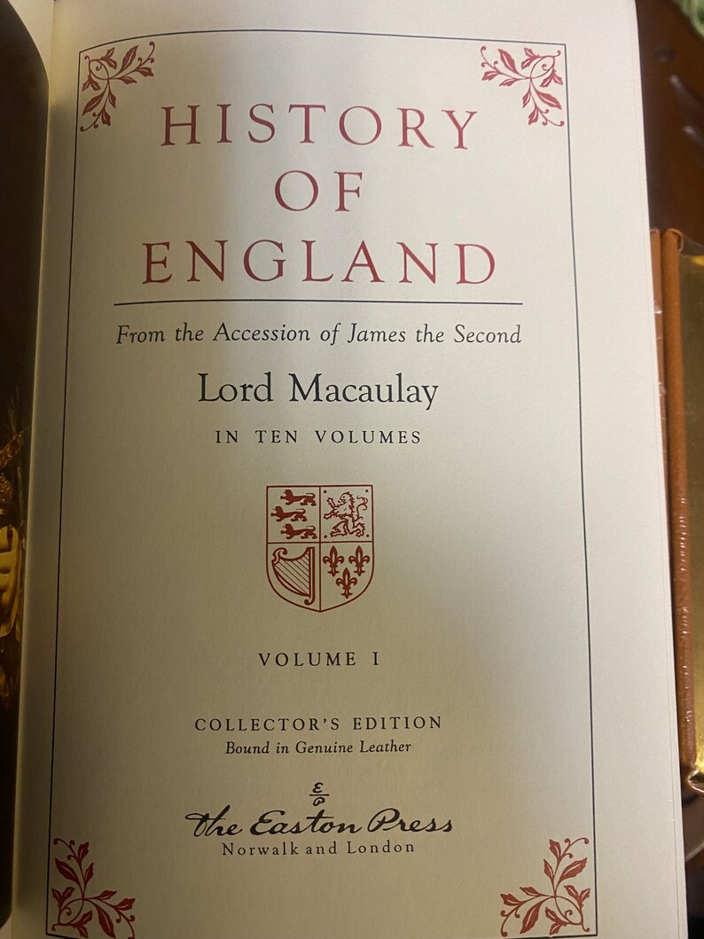 HISTORY of ENGLAND by Lord Macaulay 10 Volumes SEALED (easton Press) Leather Bound 1993 - Etsy