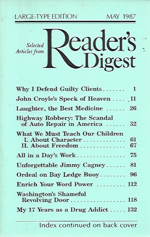 Reader's Digest selected Articles softcover May 1987 large Type