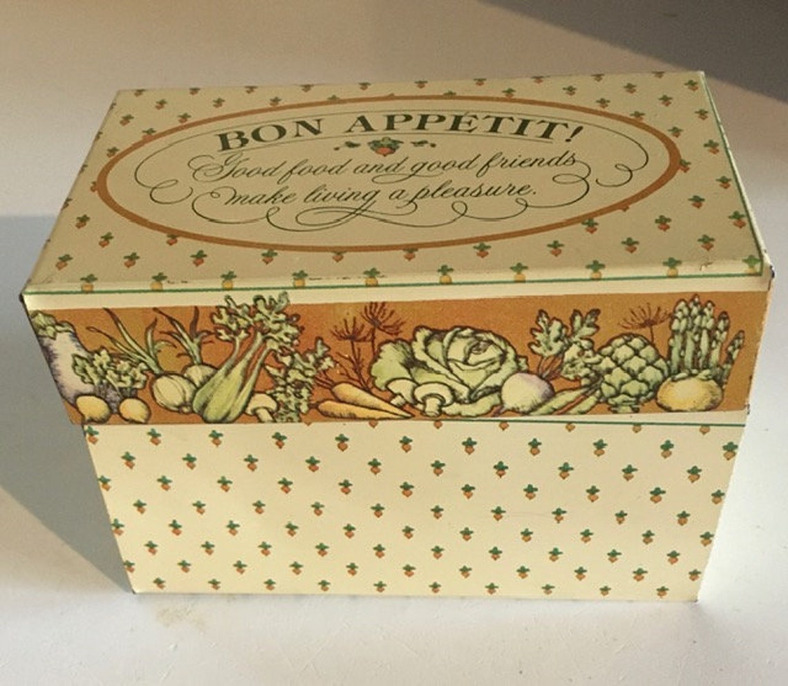 Vintage Hallmark Tin Recipe Box With Bon Appetit Garden Etsy