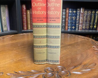 The Outline of History 2 Volume Set by H.G. Wells  (Hardcover) 1956