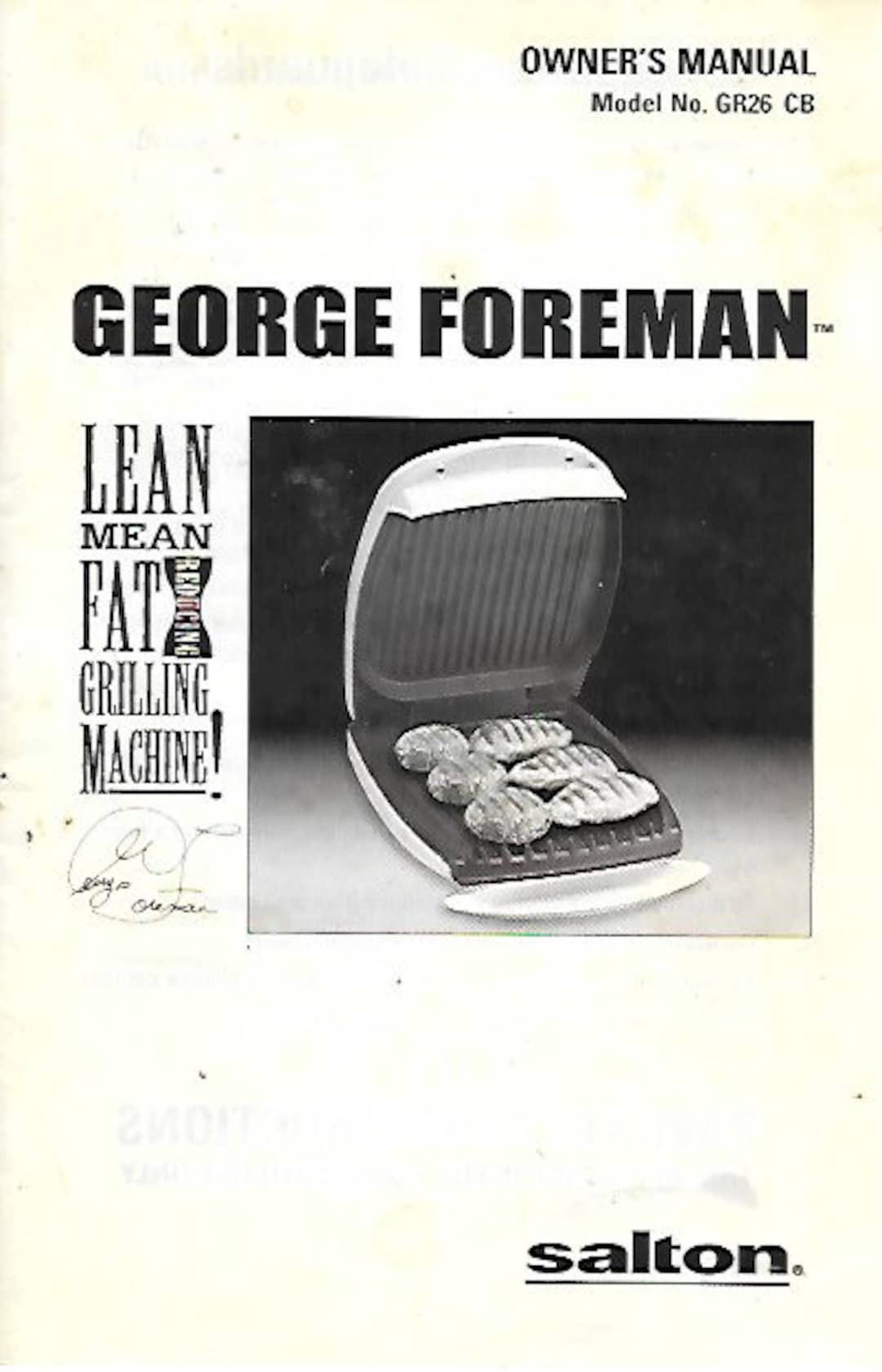 Foreman Grill Manual model G26CB Softcover 2000 Etsy