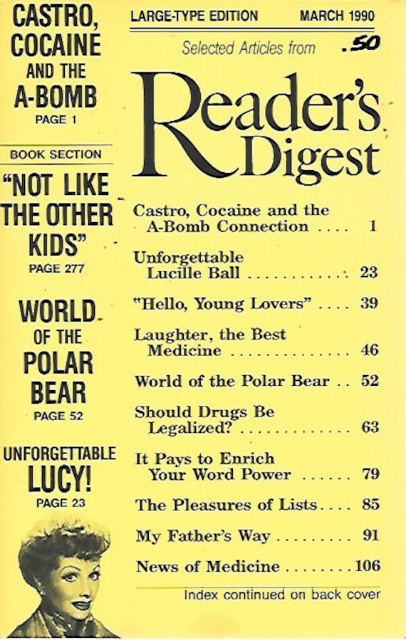 Reader's Digest selected Articles softcover March 1990 large Type Edition 