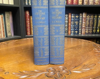The Outline of History 2 Volume Set by H.G. Wells  (Hardcover) 1949