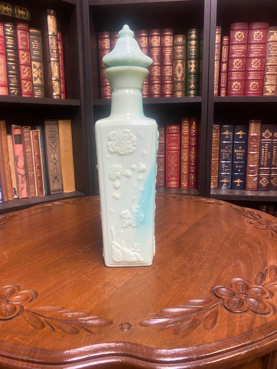 BEAM'S Royal Jade Whiskey Decanter milk Glass 1972 JIM Etsy