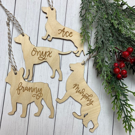 Personalized Dog Ornament Wood Dog Ornament with Hand Etsy