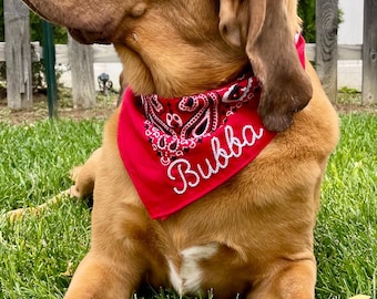 Personalized Dog Bandana - Chainstitch Embroidered Name
