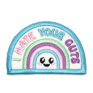 I Hate Your Guts Rainbow - Embroidered Iron On or Sew On Patch - Snarky Patch