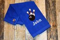 Bowling Towel with Hook - Personalized with Player's Name - Available in Royal Blue, Pink, Black or White - Bowling Pins & Ball Embroidered