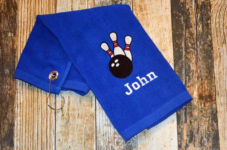 Bowling Towel With Hook Personalized With Player's Name Etsy