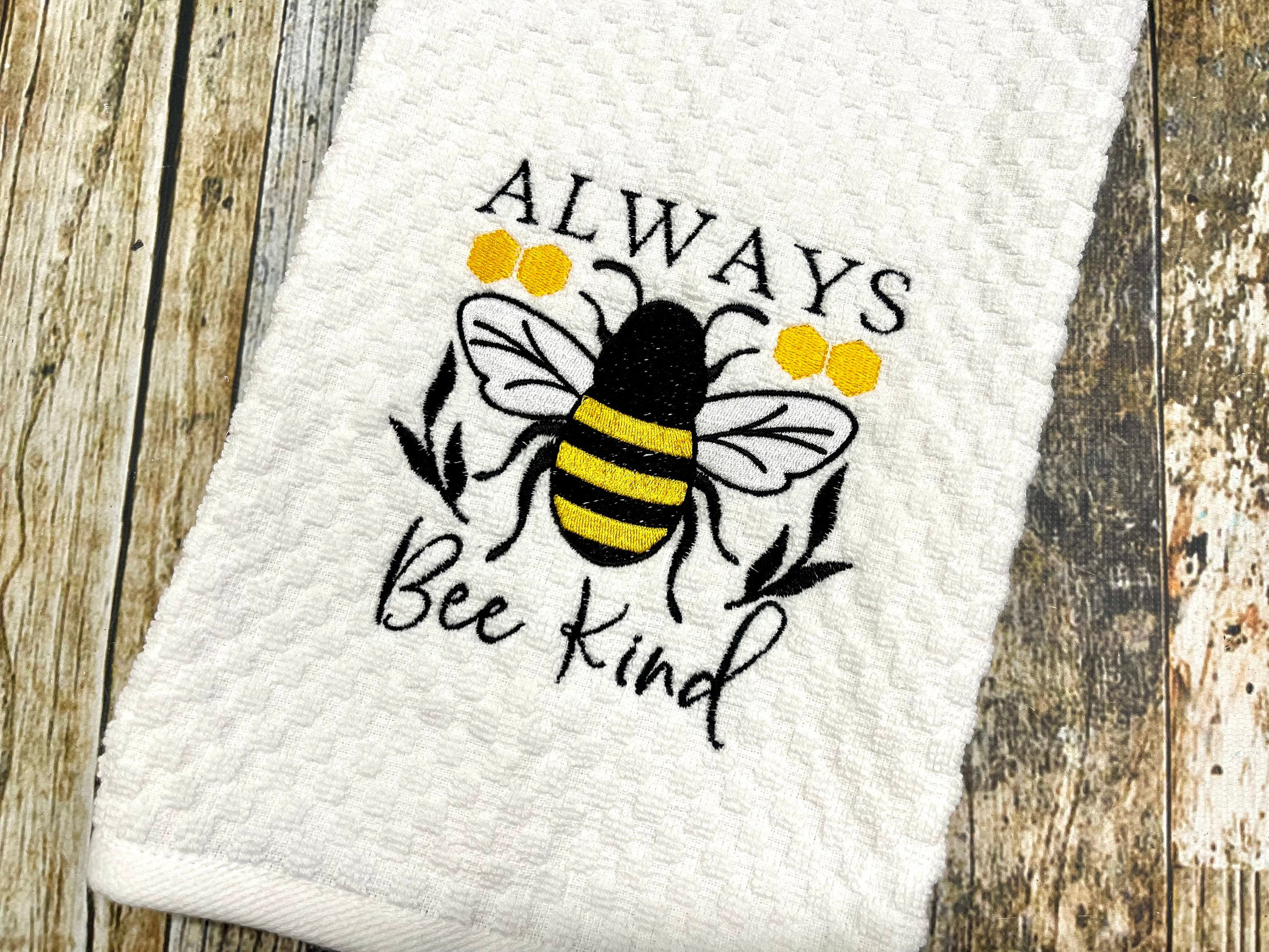 Bee Kind Embroidered Checkered Kitchen Towel - Napkins2go