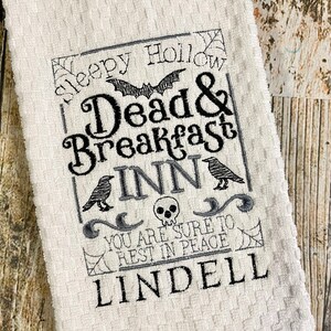 Dead and Breakfast Inn Personalized Kitchen Towel Halloween Decor Towel Hostess Gift image 4