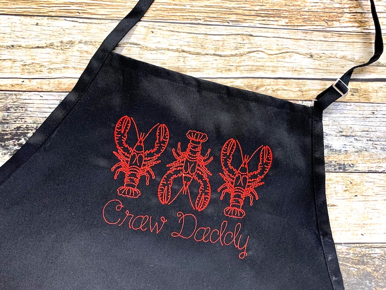 Crawfish Personalized Apron - Grilling Apron - Available in more colors of Aprons - Boil Men's Apron - Father's Day Gift - Craw Daddy Black