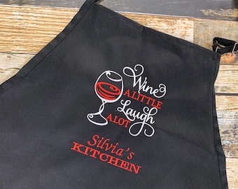 Personalized Wine Lover Apron – Embroidered Hostess Gift