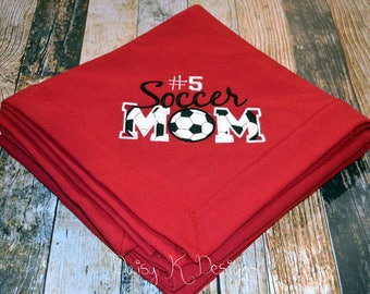 Personalized Sports Mom Sweatshirt Blanket - Choose Your Sport - Soccer, Football, Cheer, Baseball, Lacrosse, Cross Country, Hockey