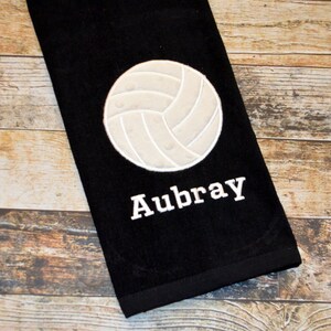 Personalized Volleyball Towel with Hook: Embroidered Name, Cotton Terry