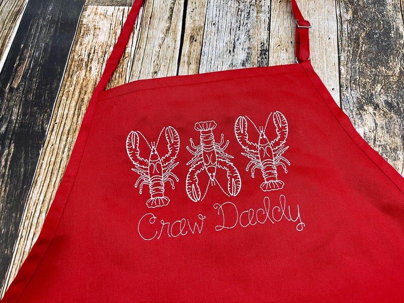 Crawfish Personalized Apron - Grilling Apron - Available in more colors of Aprons - Boil Men's Apron - Father's Day Gift - Craw Daddy Red