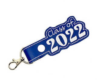 Class of 2022 Key Chain - Vinyl keychain snap key fob - Choose Your Colors - Graduation Year 2020, 2021, 2022, 2023, 2024