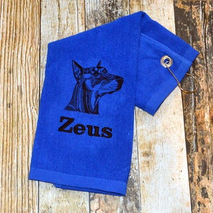 Personalized Dog Towel: Embroidered Breed Design, Cotton Terry with Hook