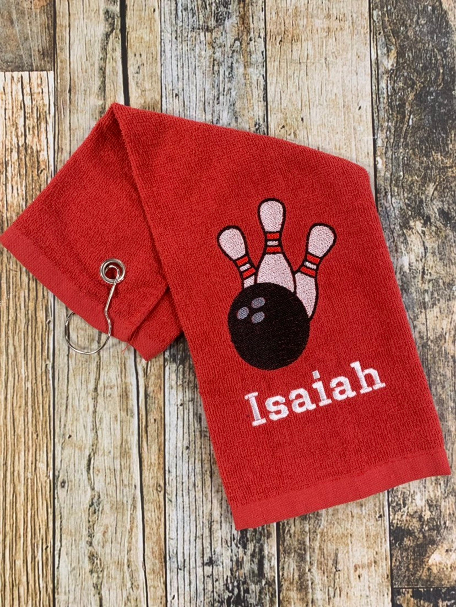 Bowling Towel With Hook Personalized With Player's Name Etsy
