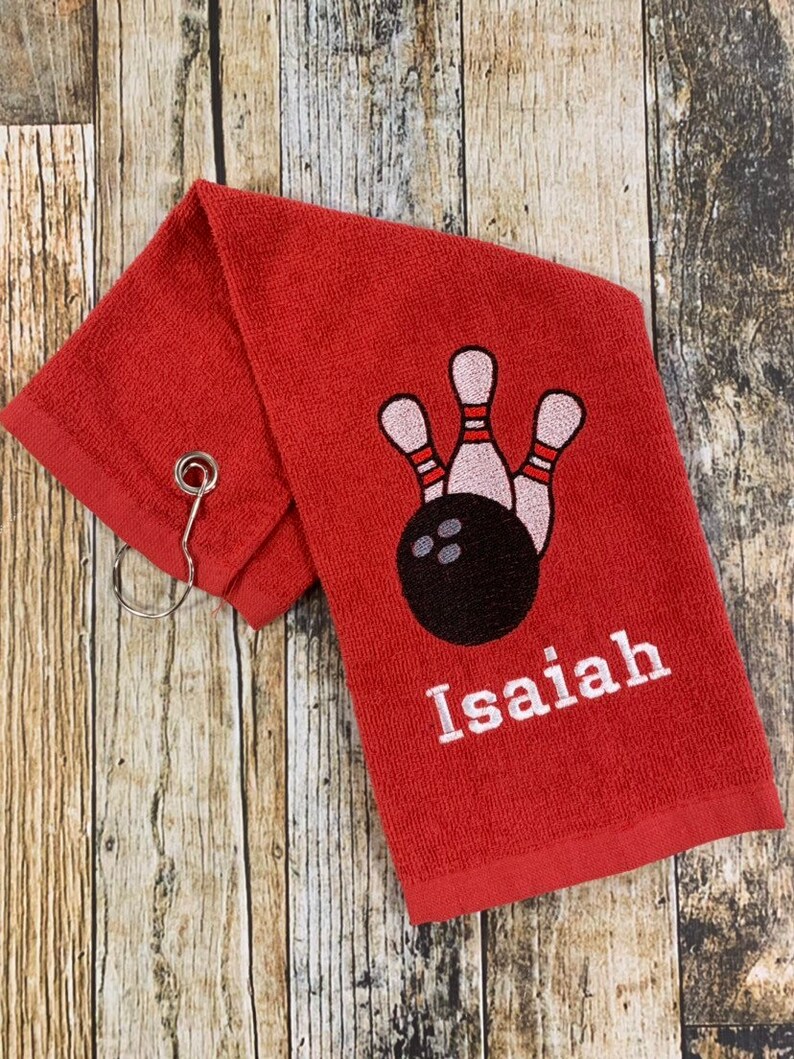 Bowling Towel With Hook Personalized With Player's Name Etsy