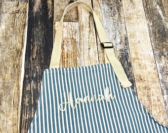 Personalized Striped Apron - Embroidered Name