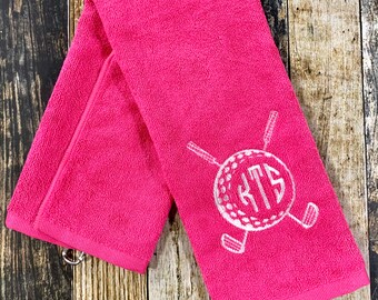 Embroidered Monogrammed Golf Towel - Grommet and Hook Microfiber Towel - Personalized Towel