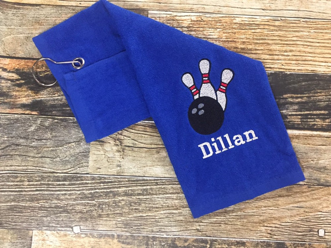 Bowling Towel With Hook Personalized With Player's Name Etsy