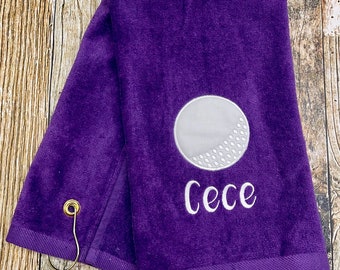 Embroidered Golf Ball Towel - Grommet and Hook Towel - Personalized Towel