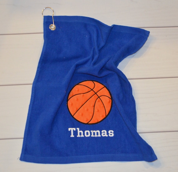 Basketball Sports Towel with Hook - Personalized with Player's Name - Embroidered