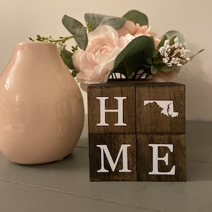 HOME state inspired wood blocks/Pick your state/1.5” Wooden Block Set/Home décor/Country decoration - Personalize