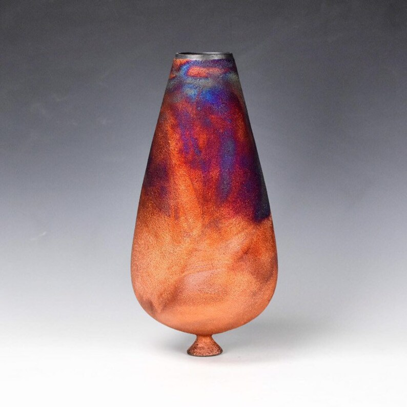 Original Korean Pottery Wheel Thrown Raku Vase Fine Art Ceramics by Galaxy Clay