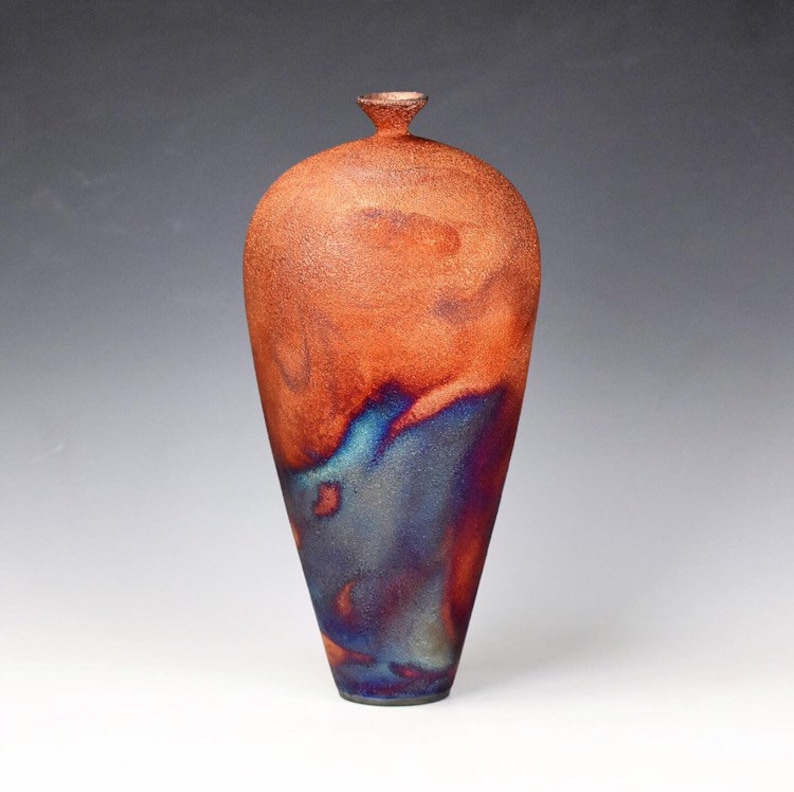 Original Korean Pottery Wheel Thrown Raku Vase Fine Art Ceramics by Galaxy Clay