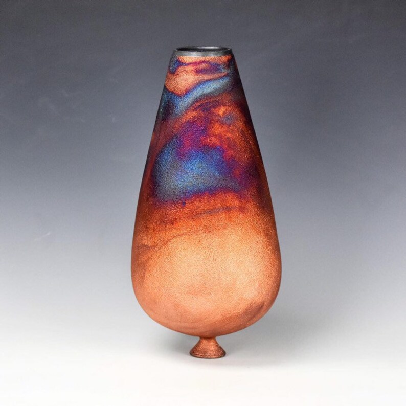 Original Korean Pottery Wheel Thrown Raku Vase Fine Art Ceramics by Galaxy Clay