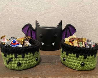 Patrón de tazón de dulces de Halloween de Frankenstein solamente