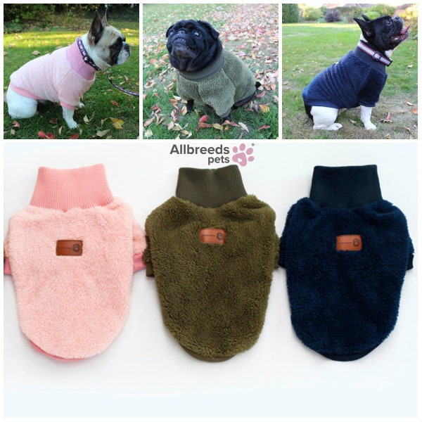 Allbreeds Dog High Neck Fleece Jumper With Cuffs Pet Sweater Puppy Toy / Small XS Breed Clothing Frenchie French Bulldog Chihuahua Pug