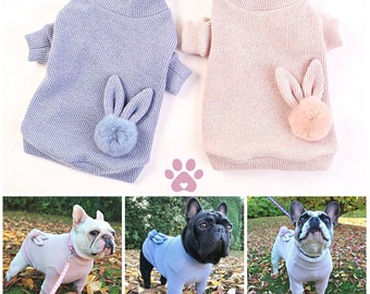 Allbreeds Fur Pom Pom Bunny Knitted Jumper Puppy Sweater Toy / Small Breed XS Dog Hoodie Clothing Frenchie French Bulldog Chihuahua