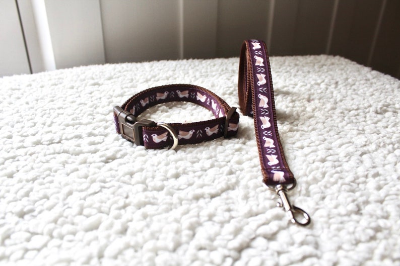 Allbreeds Dove Dog Collar /& Matching Lead Puppy Leash Set French Bulldog Pug