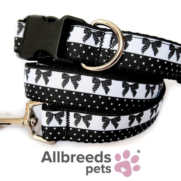 Black & White Polka Dot Harness with Black Nouveau Bow main image 1