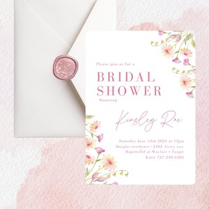 Floral Bridal Shower Invitation Set, Welcome Bridal Shower Sign, Bridal Garden, Floral Invite, Elegant Bridal Shower, Instant download