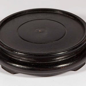 Vintage Wood-like Lamp Base - Round Dark Footed Lamp Base - Sculpture Stand