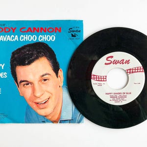 Vintage Freddy Cannon &quot;Happy Shades of Blue&quot; 45 Vinyl Record in Original Swan Sleeve