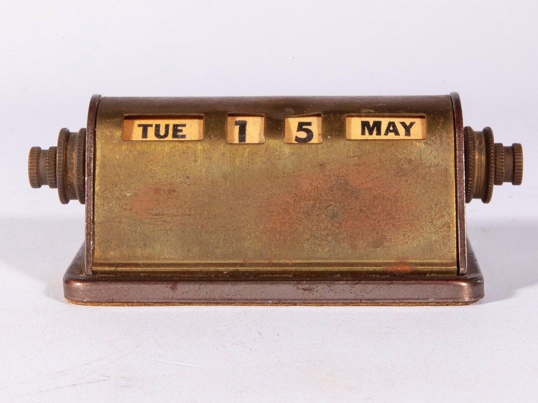 Vintage Metal Perpetual Desk Calendar